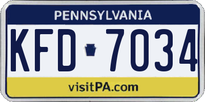 PA license plate KFD7034