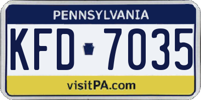PA license plate KFD7035