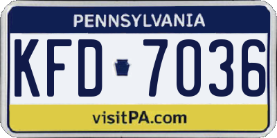 PA license plate KFD7036