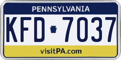 PA license plate KFD7037
