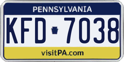 PA license plate KFD7038