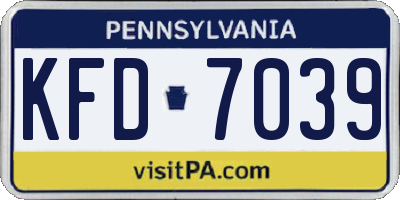 PA license plate KFD7039
