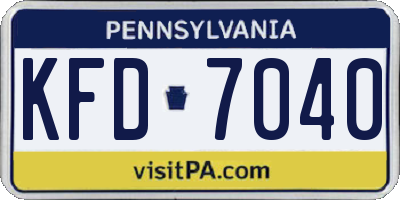 PA license plate KFD7040