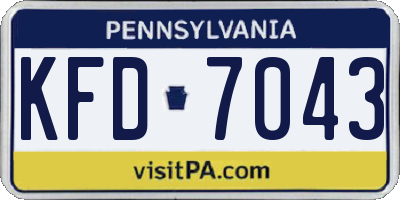 PA license plate KFD7043