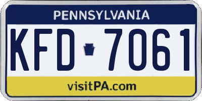 PA license plate KFD7061