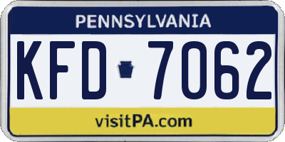 PA license plate KFD7062