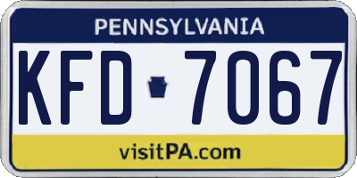 PA license plate KFD7067