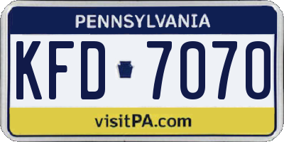 PA license plate KFD7070