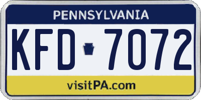 PA license plate KFD7072