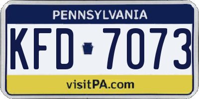 PA license plate KFD7073