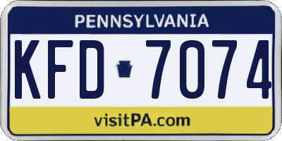 PA license plate KFD7074
