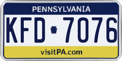 PA license plate KFD7076