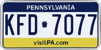 PA license plate KFD7077