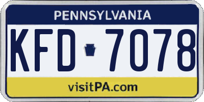 PA license plate KFD7078