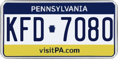 PA license plate KFD7080
