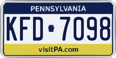 PA license plate KFD7098