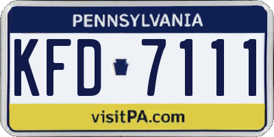 PA license plate KFD7111