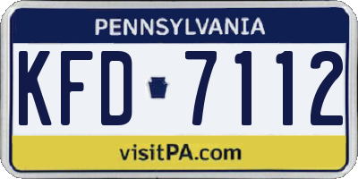 PA license plate KFD7112