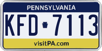 PA license plate KFD7113