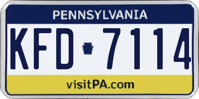 PA license plate KFD7114