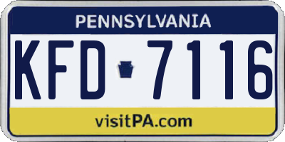 PA license plate KFD7116