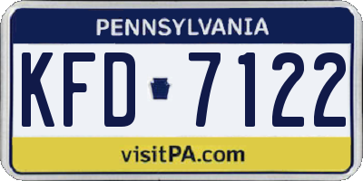 PA license plate KFD7122