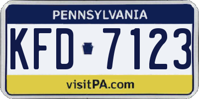 PA license plate KFD7123