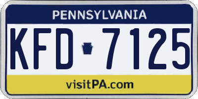 PA license plate KFD7125