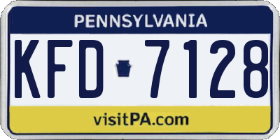 PA license plate KFD7128