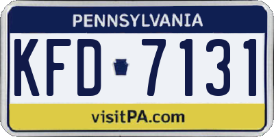 PA license plate KFD7131