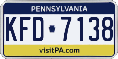 PA license plate KFD7138