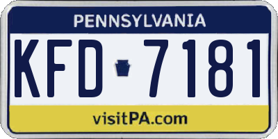 PA license plate KFD7181