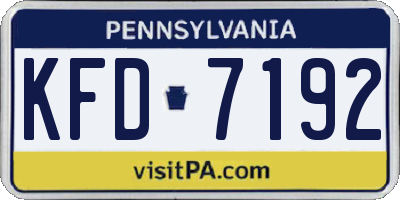 PA license plate KFD7192
