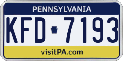 PA license plate KFD7193
