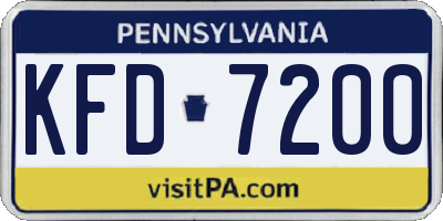 PA license plate KFD7200