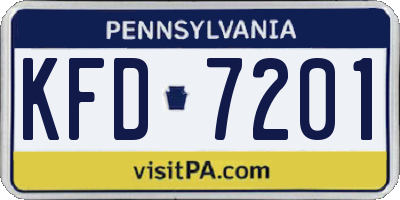 PA license plate KFD7201