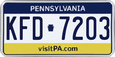 PA license plate KFD7203