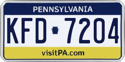 PA license plate KFD7204