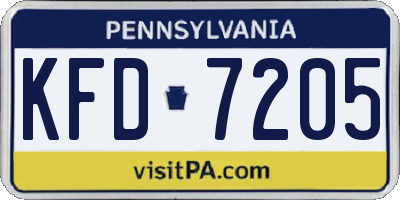 PA license plate KFD7205