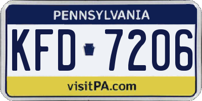 PA license plate KFD7206