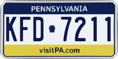 PA license plate KFD7211