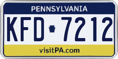 PA license plate KFD7212
