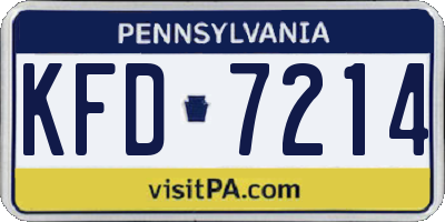 PA license plate KFD7214