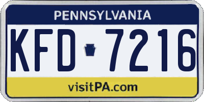 PA license plate KFD7216