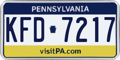 PA license plate KFD7217