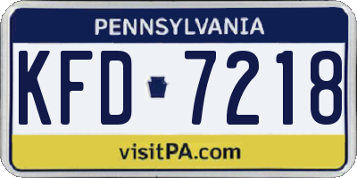 PA license plate KFD7218