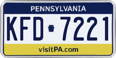 PA license plate KFD7221