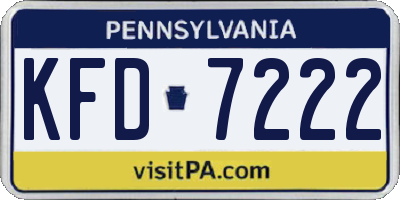 PA license plate KFD7222