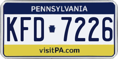 PA license plate KFD7226