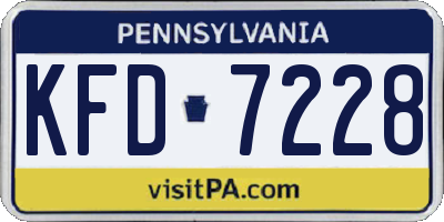 PA license plate KFD7228